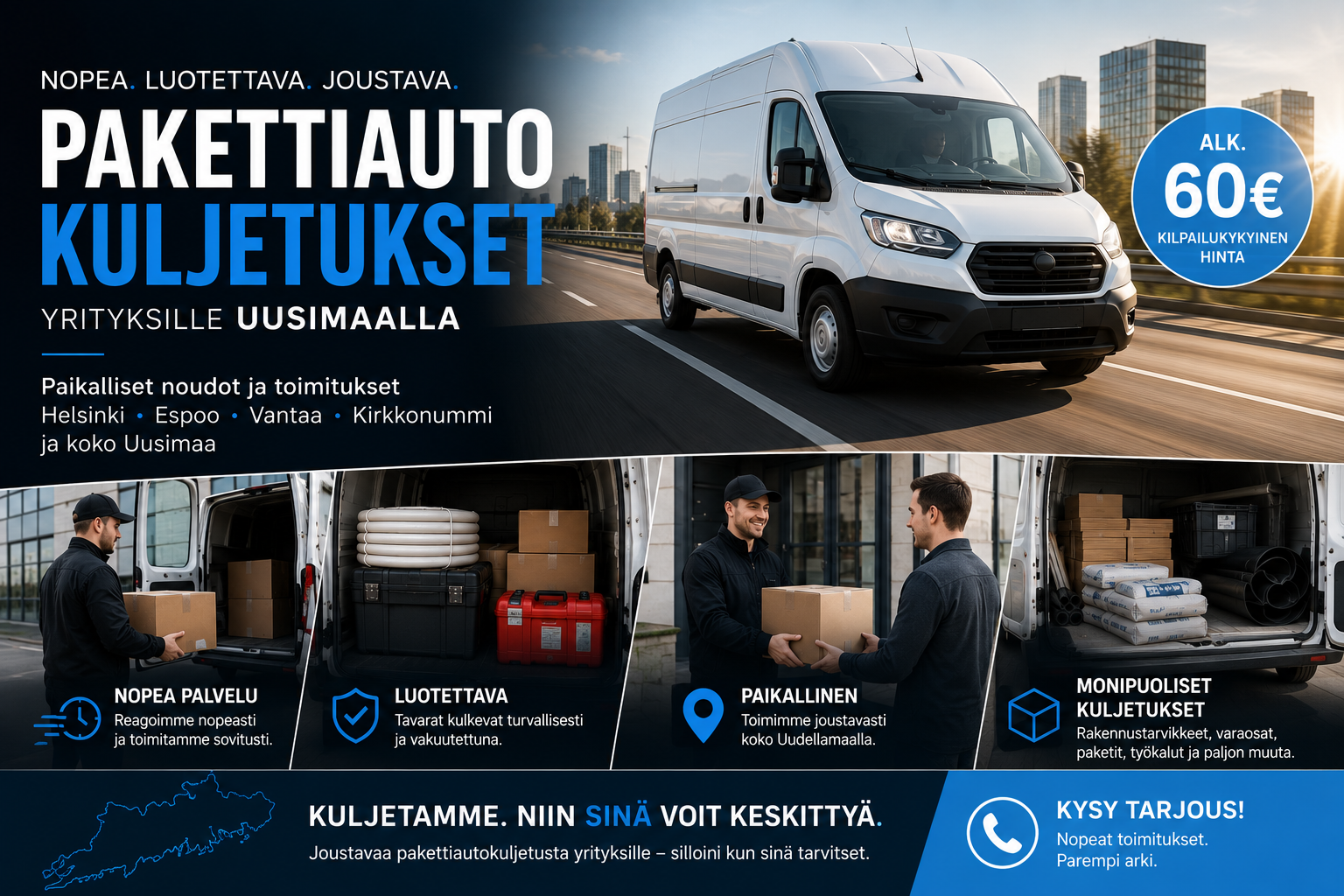 PAIKALLISET KULJETUSPALVELUT YRITYKSILLE JA YKSITYISILLE!